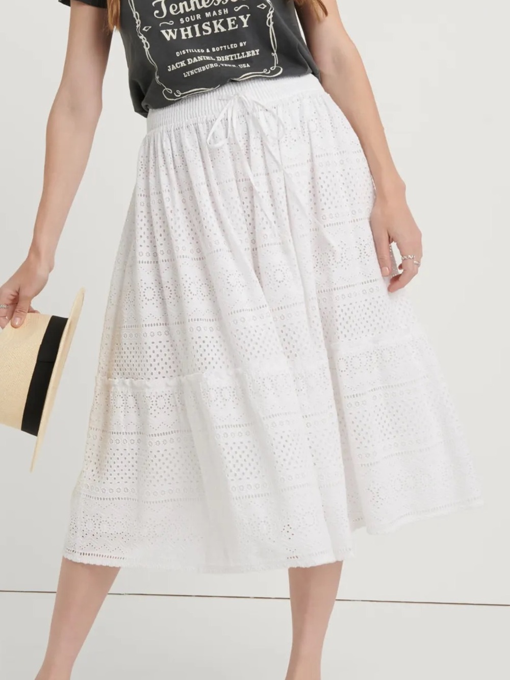 Lucky Brand Eyelet Tiered Skirt M